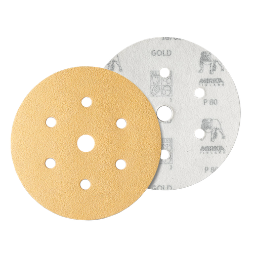 Фото товара "GOLD Шлифовальный бумажный диск, специальный оксид алюминия, 7 отверстий, 150 мм, Р180"
