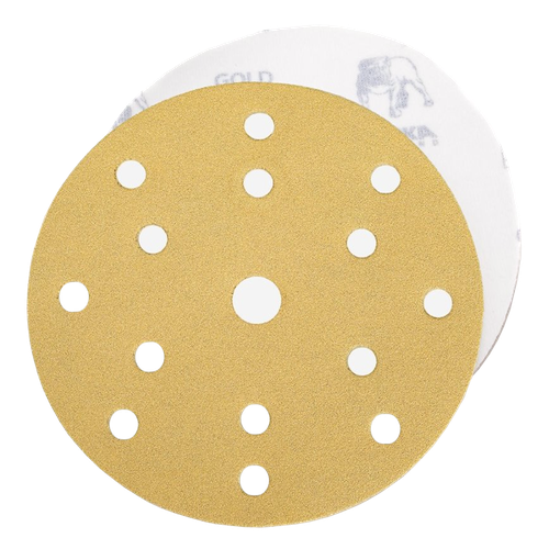 Фото товара "GOLD Шлифовальный бумажный диск, специальный оксид алюминия, 15 отверстий, 150 мм, Р500"
